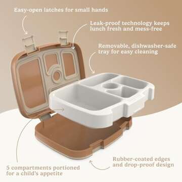 Bentgo Kids 5-Compartment Leak-Proof Bento-Style Lunch Box (Whimsy & Wonder Collection) - Ideal for Ages 3-7, Drop-Proof & Durable, Dishwasher Safe, & Made with BPA-Free Materials (Spots & Dots)