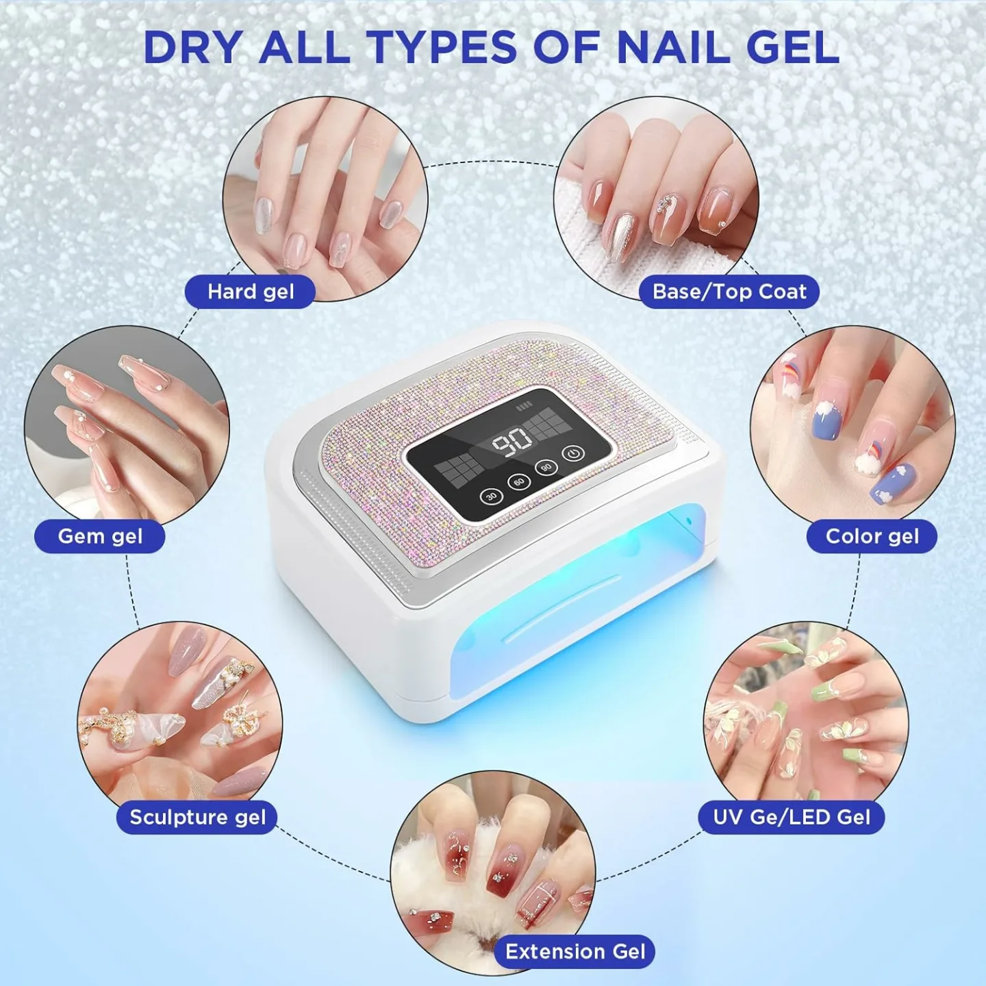 120W Cordless Gel Nail Lamp with Timer Features
