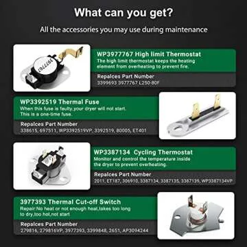 【UPGRADED】279838 Dryer Heating Element for Whirlpool Kenmore Maytag Amana Roper, Dryer Heating Element Parts Include Dryer Thermostat Thermal Fuse, Replaces 2406026 3403585 w10724237