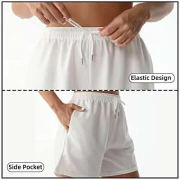 NEXSONIC Sweat Shorts for Women, Summer Cotton Shorts Womens Trendy Comfy Lounge Casual Soft Sweatpants Athletic Running Shorts High Waist Pockets (Small, White)