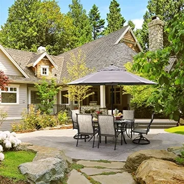 HAPPATIO Patio Dining Set,7 Piece Outdoor Dining Set,Patio Furniture Sets,2 Swivel Dining Chairs,4 Reg.Dining Chairs,Textilene Furniture Set for Patio,Yard,Pool (Gray)