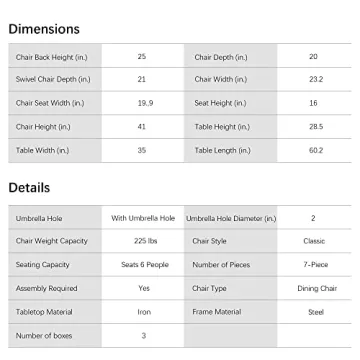 HAPPATIO Patio Dining Set,7 Piece Outdoor Dining Set,Patio Furniture Sets,2 Swivel Dining Chairs,4 Reg.Dining Chairs,Textilene Furniture Set for Patio,Yard,Pool (Gray)