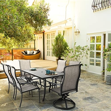 HAPPATIO Patio Dining Set,7 Piece Outdoor Dining Set,Patio Furniture Sets,2 Swivel Dining Chairs,4 Reg.Dining Chairs,Textilene Furniture Set for Patio,Yard,Pool (Gray)