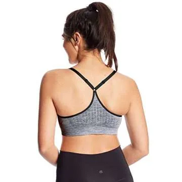 C9 Champion Women's Medium Support Seamless Cami Bra, Ebony Heather/Ebony, L