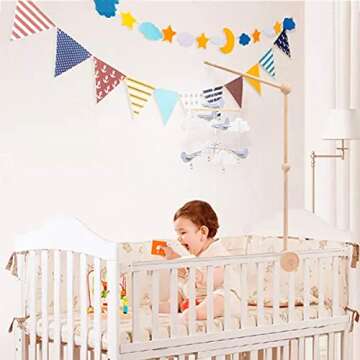Baby Crib Mobile Arm - Wooden Baby Mobile Crib Holder for Mobile Hanging Baby Crib Attachment for Nu...