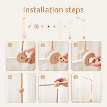 Baby Crib Mobile Arm - Wooden Baby Mobile Crib Holder for Mobile Hanging Baby Crib Attachment for Nursery Decor