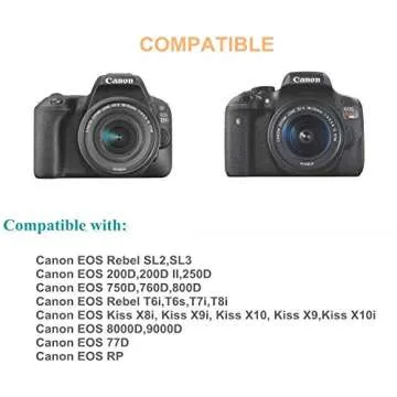 Tengdaxing ACK-E18 Power Adapter LP-E17 Dummy Battery for Canon EOS Rebel T6i T6S T7i T8i SL2 SL3 77D 200D 200D II 250D 750D 760D 800D 850D 8000D RP R8 R10 Cameras