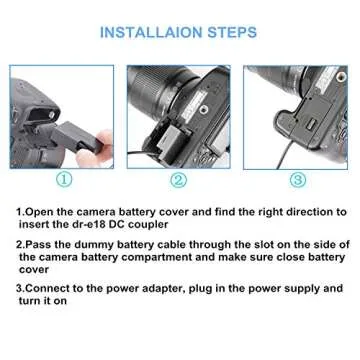 Tengdaxing ACK-E18 Power Adapter LP-E17 Dummy Battery for Canon EOS Rebel T6i T6S T7i T8i SL2 SL3 77D 200D 200D II 250D 750D 760D 800D 850D 8000D RP R8 R10 Cameras