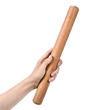 Rolling Pin 15-3/4 Inch by 1-3/8 Inch VANZAVANZU Eco-friendly Natural Beech Wood Dough Roller Classi...