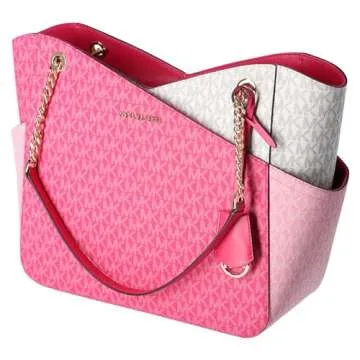 Michael Kors Jet Set Large Chain Tote Handbag, Electric Pink Multi