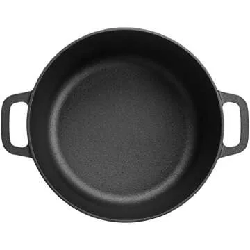 Amazon Basics Round Pre-Seasoned Cast Iron Dutch Oven with Dual Handles, 5-Quart, Black
