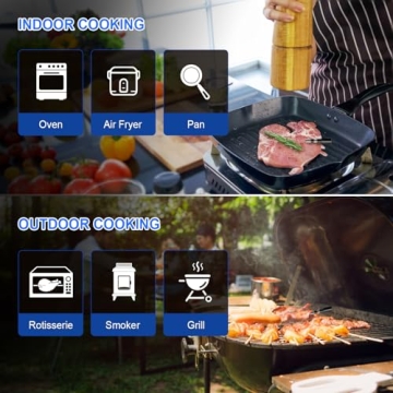 Wireless Meat Thermometer – Digital Cooking Thermometer with Wireless Probe – 500Ft Remote Range Food Thermometer – with iOS & Android Read App -Preprogrammed Temperatures for BBQ, Oven, Grill