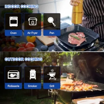 Wireless Meat Thermometer – Digital Cooking Thermometer with Wireless Probe – 500Ft Remote Range Food Thermometer – with iOS & Android Read App -Preprogrammed Temperatures for BBQ, Oven, Grill