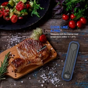 Wireless Meat Thermometer – Digital Cooking Thermometer with Wireless Probe – 500Ft Remote Range Food Thermometer – with iOS & Android Read App -Preprogrammed Temperatures for BBQ, Oven, Grill