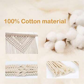 Macrame Wall Hanging Small Woven Tapestry, Boho Chic Bohemian Art Geometric Decoration for Home Wall Decor, Dorm room, Apartment, Party Decorations, 33" L x 13" W