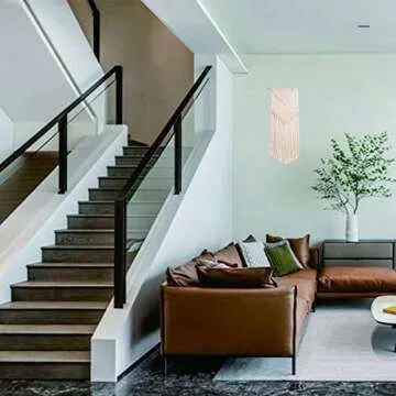 Macrame Wall Hanging Small Woven Tapestry, Boho Chic Bohemian Art Geometric Decoration for Home Wall Decor, Dorm room, Apartment, Party Decorations, 33" L x 13" W