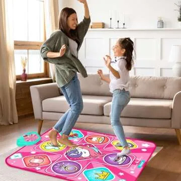 Kusntin Unicorn Dance Mat, Dance Mixer Rhythm Step Play Mat, Pink Dance Pad with LED Lights, Adjusta...