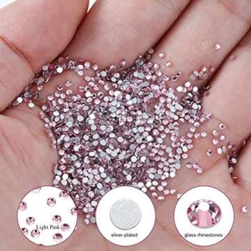1440Pcs Light Pink Crystal Rhinestones,Glass Flatback Rhinestones Small Gemstones for Nail Face Makeup Art Crafts Clothes Decoration - (SS4, 1.6mm,LightPink)
