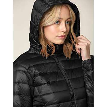 Lock and Love Women's Ultra Light Weight Packable Down Jacket with Removable Hoodie