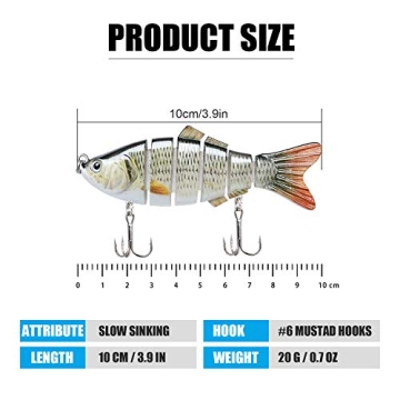 TRUSCEND Fishing Lures for Bass & Trout - Multi-Jointed Swimbaits