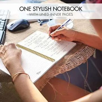 Aesthetic Spiral Notebook Journal For Women - Cute Beige 10.5" x 8.5" College Ruled Notebook With La...