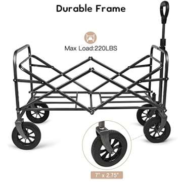 Collapsible Wagon Cart, Folding Wagon Heavy Duty Foldable, Utility Wagons Carts for Garden Outdoor C...