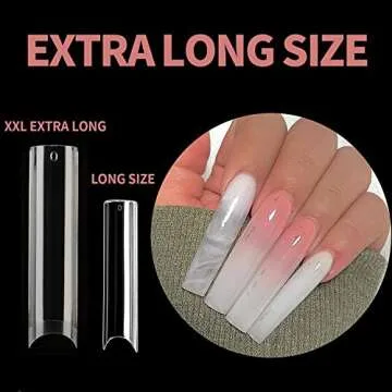 UNA GELLA Nail Tips Square XXL Tips 120 PCS No C Curve Gel Tips Extra Long Square Straight Nails Half Fake Nail Tips No Trace for Acrylic Nail Tips for Home DIY with Box