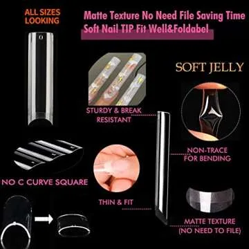 UNA GELLA Nail Tips Square XXL Tips 120 PCS No C Curve Gel Tips Extra Long Square Straight Nails Half Fake Nail Tips No Trace for Acrylic Nail Tips for Home DIY with Box