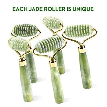 Jade Roller for Face and Gua Sha Set - Facial Skin Roller Massager Tool-100% Real Jade Stone (3-in-1)