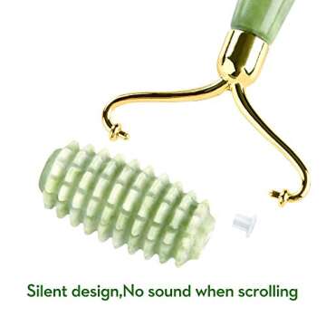 Jade Roller for Face and Gua Sha Set - Facial Skin Roller Massager Tool-100% Real Jade Stone (3-in-1)
