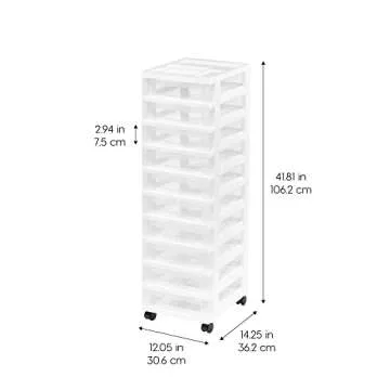 IRIS USA 10-Drawer Rolling Storage Cart for Easy Organization