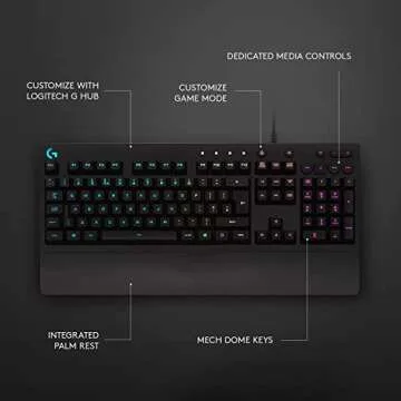 Logitech G213 Wired Gaming Keyboard with Dedicated Media Controls, 16.8 Million Lighting Colors Backlit Keys, Spill-Resistant and Durable Design, Black