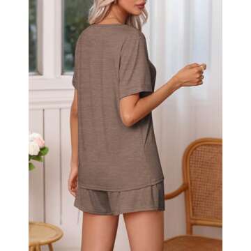 Ekouaer Women's Soft Short Sleeve Pajamas Set
