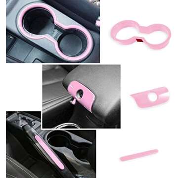 Sunluway 21 PCS Full Set Interior Trim Kit-Door Handle & Cup Cover, Steering Wheel & Center Console Trim, Air Outlet & AC Ring Cover Fit for Jeep Wrangler JK JKU 2011-2018 2-Door&4-Door (Light Pink)