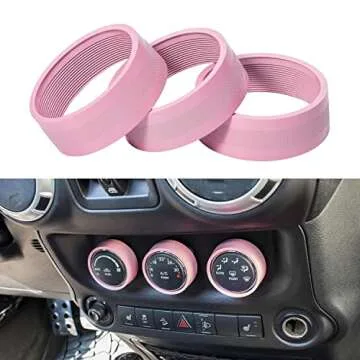 Sunluway 21 PCS Full Set Interior Trim Kit-Door Handle & Cup Cover, Steering Wheel & Center Console Trim, Air Outlet & AC Ring Cover Fit for Jeep Wrangler JK JKU 2011-2018 2-Door&4-Door (Light Pink)