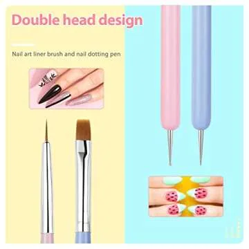 Sularpek 6Pcs Nail Art Brushes Set,Builder Gel Brush for Nails,Nail Art Design Pen Painting Tools with Nail Extension Gel Brush, Builder Gel Brush,Nail Fine Liner Brushes and Nail Dotting Pen