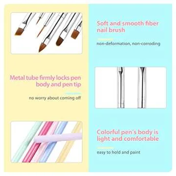 Sularpek 6Pcs Nail Art Brushes Set,Builder Gel Brush for Nails,Nail Art Design Pen Painting Tools with Nail Extension Gel Brush, Builder Gel Brush,Nail Fine Liner Brushes and Nail Dotting Pen