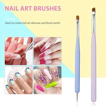 Sularpek 6Pcs Nail Art Brushes Set,Builder Gel Brush for Nails,Nail Art Design Pen Painting Tools with Nail Extension Gel Brush, Builder Gel Brush,Nail Fine Liner Brushes and Nail Dotting Pen
