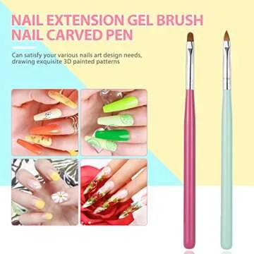 Sularpek 6Pcs Nail Art Brushes Set,Builder Gel Brush for Nails,Nail Art Design Pen Painting Tools with Nail Extension Gel Brush, Builder Gel Brush,Nail Fine Liner Brushes and Nail Dotting Pen