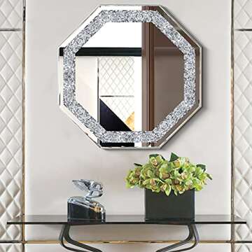 Wocred Wall Mirror.Crushed Diamond Glass Mirror. Refined Special-Shaped Decorative Mirror for Bathroom,Living Room,Bedroom.(20"x20")