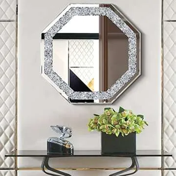 Wocred Wall Mirror.Crushed Diamond Glass Mirror. Refined Special-Shaped Decorative Mirror for Bathroom,Living Room,Bedroom.(20"x20")