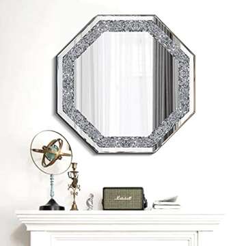 Wocred Wall Mirror.Crushed Diamond Glass Mirror. Refined Special-Shaped Decorative Mirror for Bathroom,Living Room,Bedroom.(20"x20")