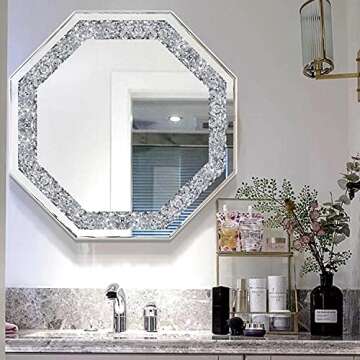 Wocred Wall Mirror.Crushed Diamond Glass Mirror. Refined Special-Shaped Decorative Mirror for Bathroom,Living Room,Bedroom.(20"x20")