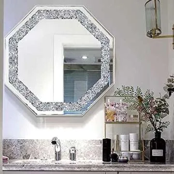 Wocred Wall Mirror.Crushed Diamond Glass Mirror. Refined Special-Shaped Decorative Mirror for Bathroom,Living Room,Bedroom.(20"x20")