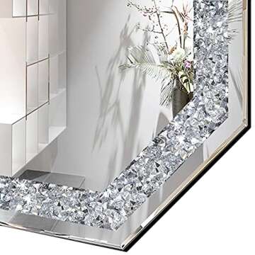Wocred Wall Mirror.Crushed Diamond Glass Mirror. Refined Special-Shaped Decorative Mirror for Bathroom,Living Room,Bedroom.(20"x20")