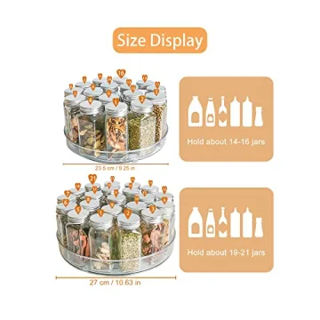 Roninkier Clear Lazy-Susan Turntable Cabinet-Organizer – 2-Pack 9-Inch Lazy Susan Spice-Rack Storage – Plastic Lazy Susan for Fridge Refrigerator Pantry