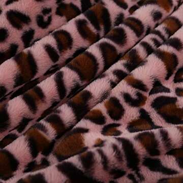 SUCSES Pink Blanket Throw for Girls, Leopard Pattern Double Layer Bedding Blankets, 63"x79"