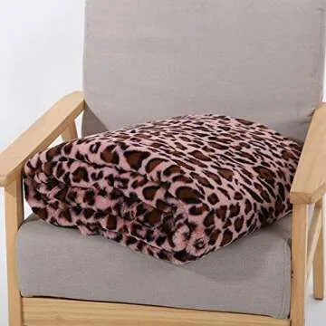 SUCSES Pink Leopard Pattern Blanket Throw for Girls