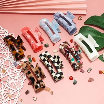 Elegant 8-Pack Medium Acrylic Butterfly Hair Clips