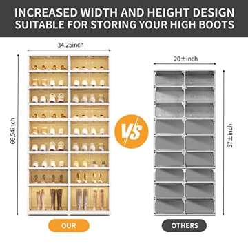 CIMLORD 9-Tier Foldable Shoe Rack Organizer for Closet 36Pairs Plastic Shoe Shelf Collapsible Shoes ...